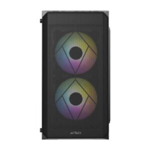 Gabinete Acteck Mini Torre Doom GI630 Max MB M-ATX Fuente ATX Plus 500w Panel Izq Acrilico + Frente Malla 1xUSB 3.0 + 3xFan RGB Advanced Series Negro