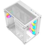 Gabinete Acteck Gamer Media Torre Tank Pro GM930 Max MB ATX Ultra Wide Panel Izq Cristal + Frente Cristal 2xUSB 3.0 + 4xFan RGB con HUB Blanco