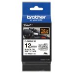 Cinta Brother TZEFX231 Laminada Flexible Texto Negro Fondo Blanco 12mmx8m