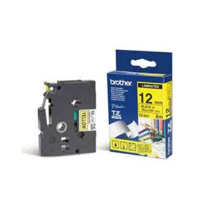 Cinta Brother TZE631 Laminada Texto Negro Sobre Fondo Amarillo 12mmx8m