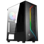 Gabinete Gamer MSI MAG Vampiric 100R Mid Tower ITX mATX ATX 2xFan Cristal Templado Color Negro