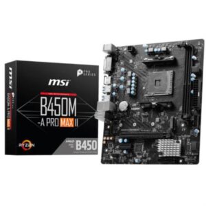 Tarjeta Madre MSI B450M-A PRO MAX II 2xDDR4 64GB 4133Mhz PCIe 3.0 M.2 1xHDMI 1xDVI-D S AM4 Ryzen 3th 4th 5th Series mATX