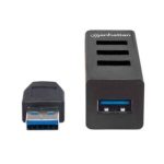 Hub Manhattan Combo 1 Puerto USB 3.0/3 Puertos USB 2.0 Color Negro