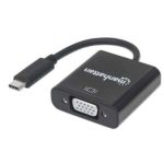 Convertidor Manhattan Video USB-C 3.1 a VGA-H Color Negro