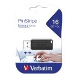 Memoria USB VERBATIM Flash 2.0 PinStripe 16GB -Negro