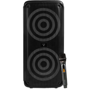 BAFLE VORAGO KSP-503 NEGRO 2X8? 2X30WATTS RMS TECNOLOGIA DSP / USB / MSD/ 3.5MM /  RECARGABLE / TWS BT 5HRS CARGA USB TIPO C / MICROFONO INALAMBRICO